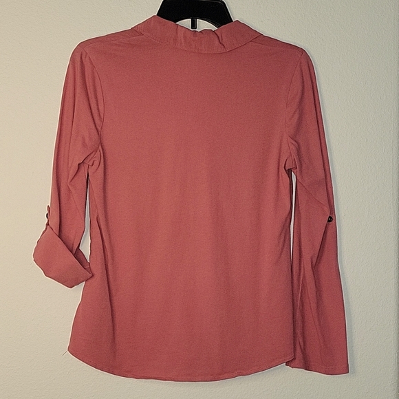 Sonoma Roll-Tab Henley Shirt, Blouse, S, Terracotta, GUC - Picture 2 of 5
